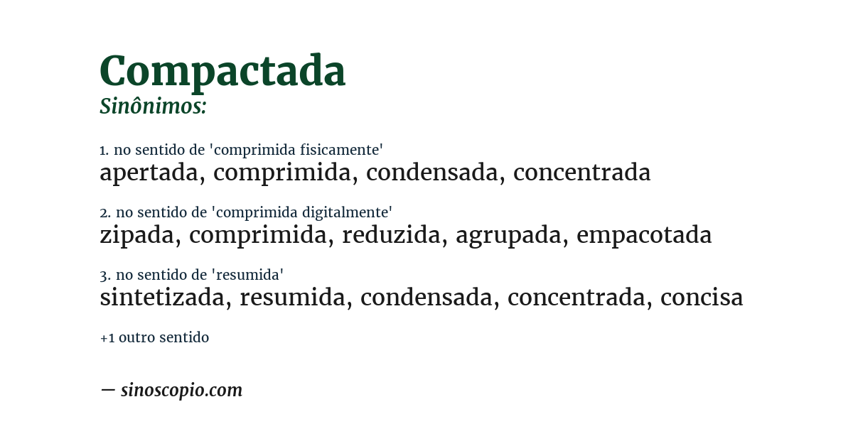 Sinônimo de compactada