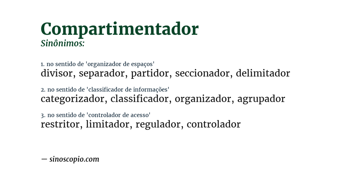 Sinônimo de compartimentador