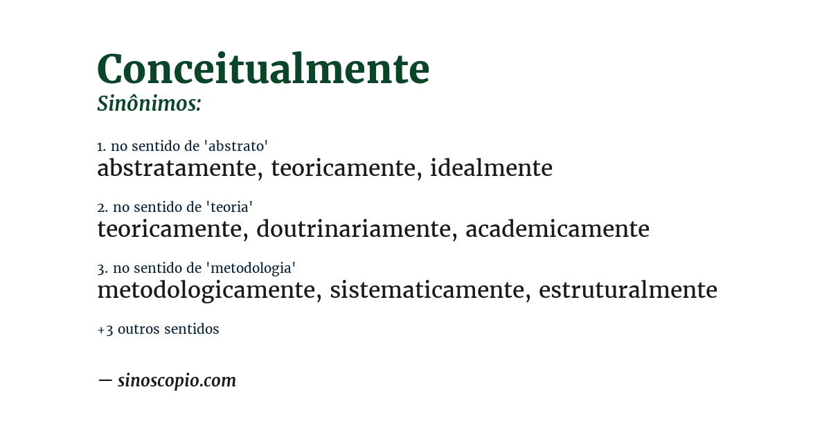 Sinônimo de conceitualmente
