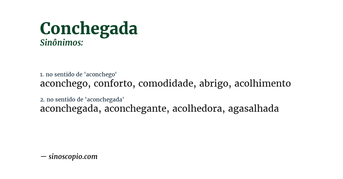 Sinônimo de conchegada