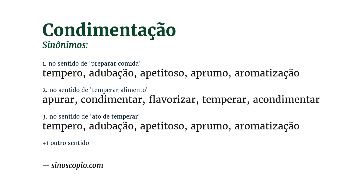 Sinônimo de condimentação