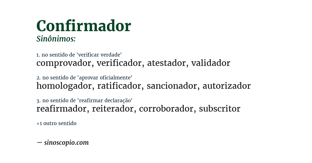 Sinônimo de confirmador