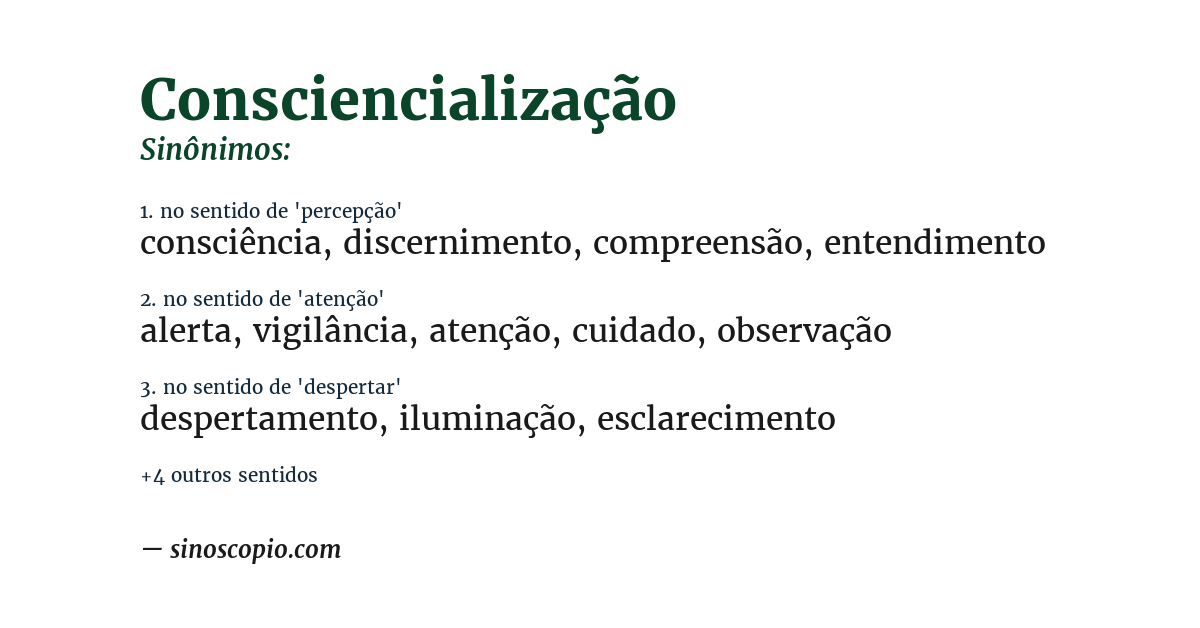 Sinônimo de consciencialização