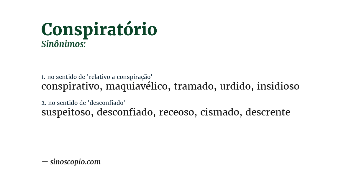 Sinônimo de conspiratório