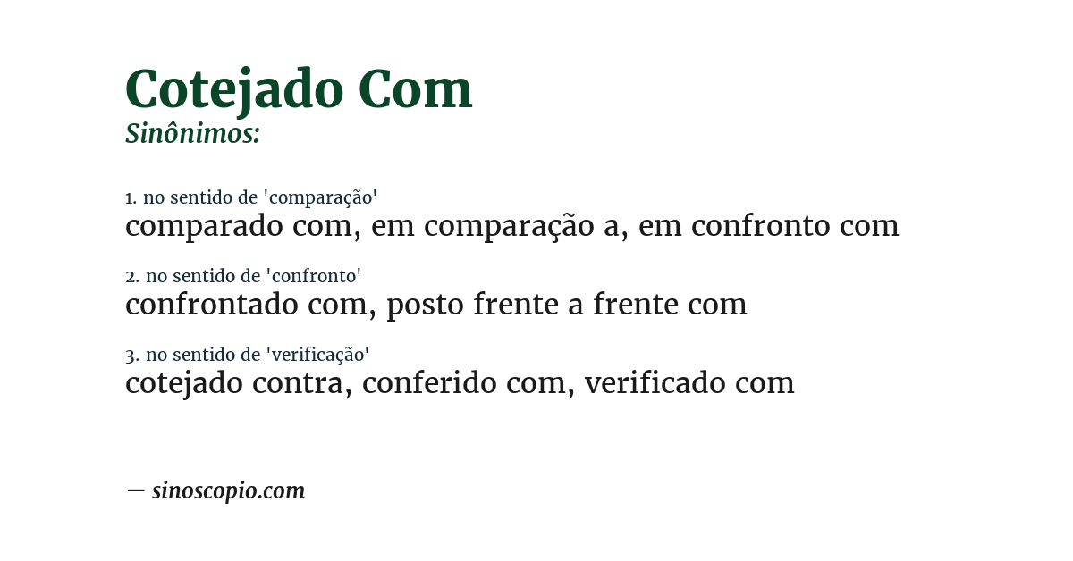 Sinônimo de cotejado com