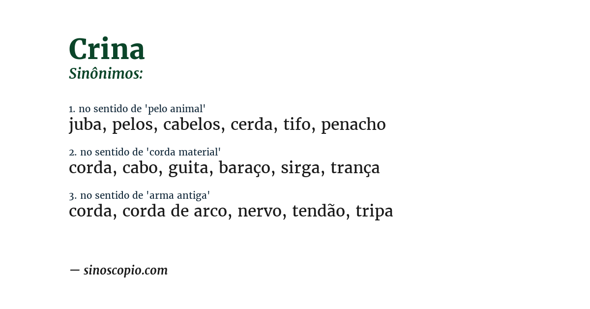 Sinônimo de crina