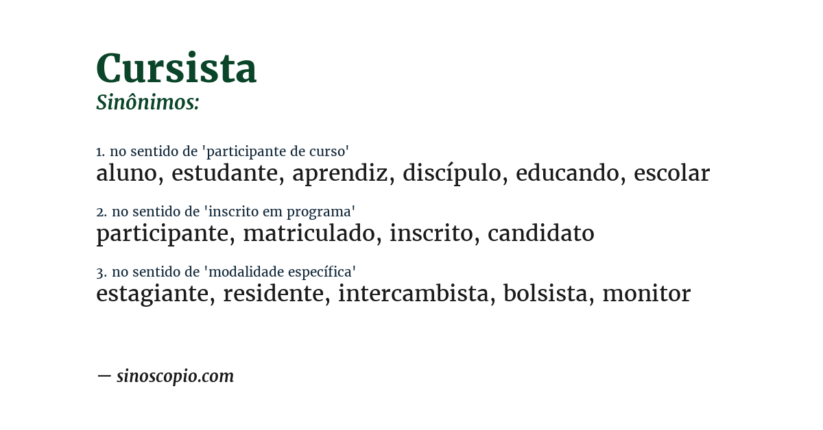 Sinônimo de cursista