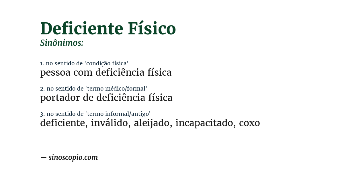 Sinônimo de deficiente físico