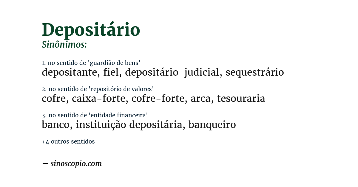 Sinônimo de depositário