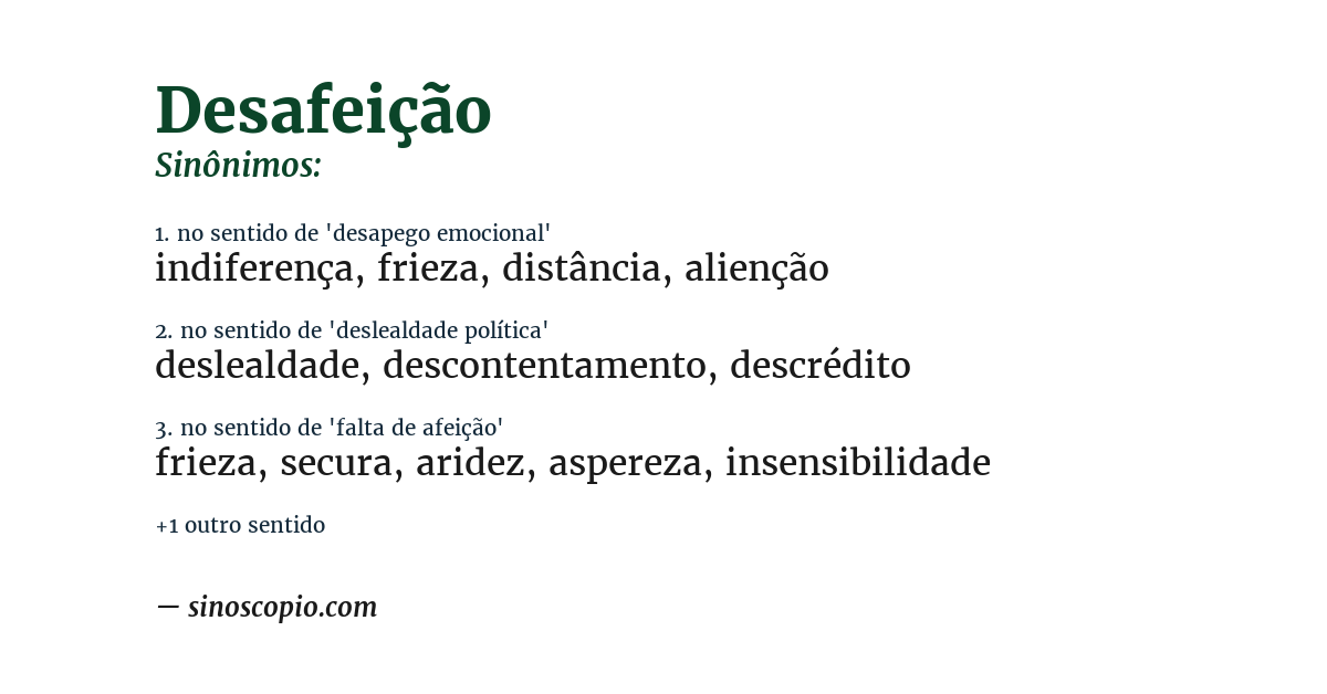 Sinônimo de desafeição