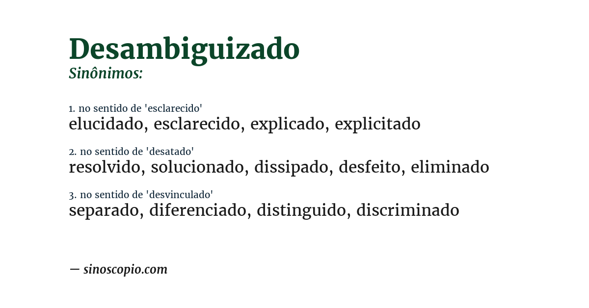 Sinônimo de desambiguizado