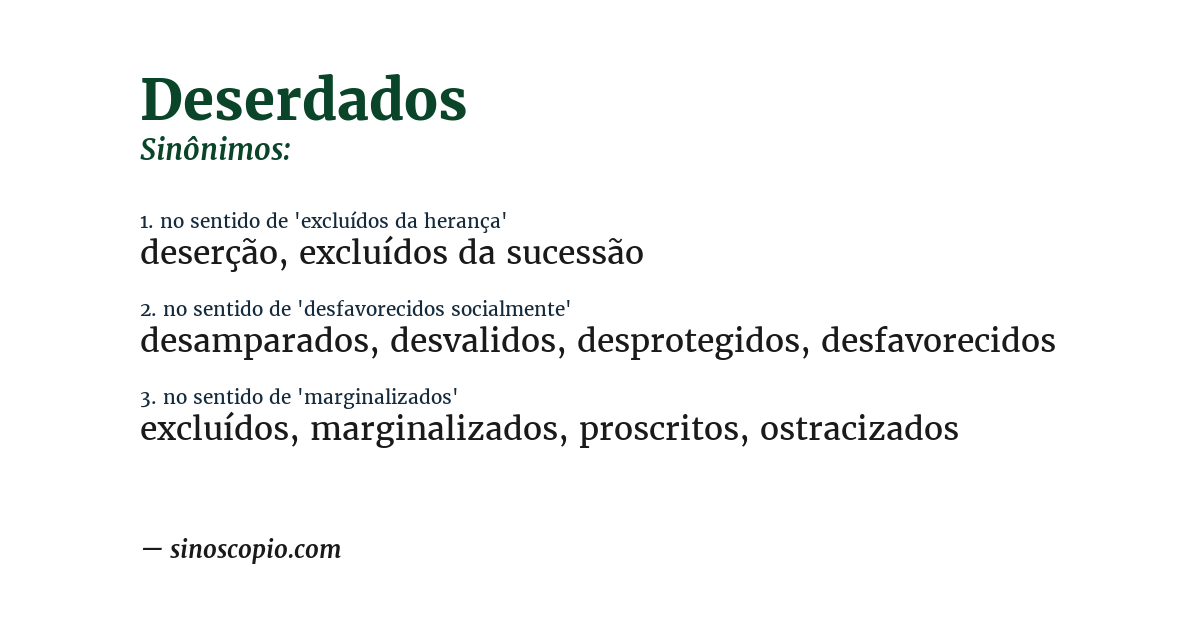 Sinônimo de deserdados