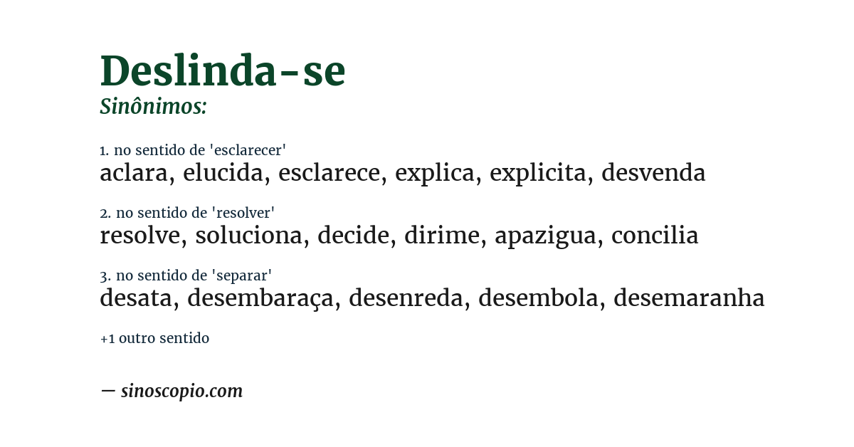Sinônimo de deslinda-se