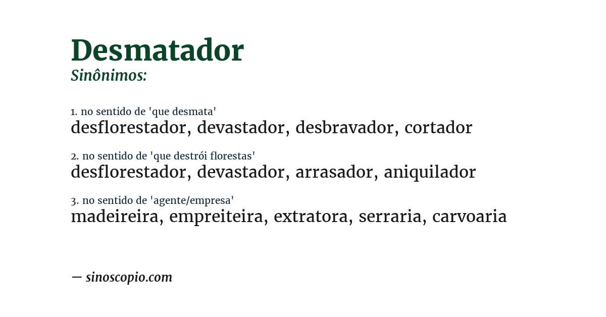 Sinônimo de desmatador