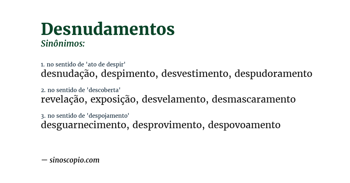 Sinônimo de desnudamentos