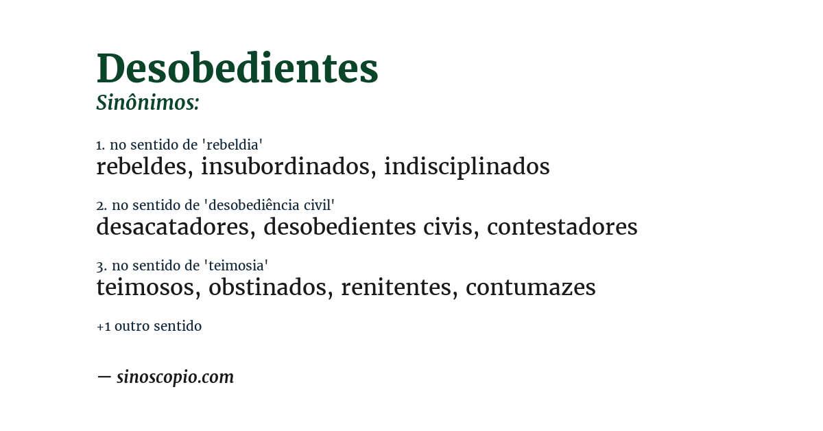 Sinônimo de desobedientes