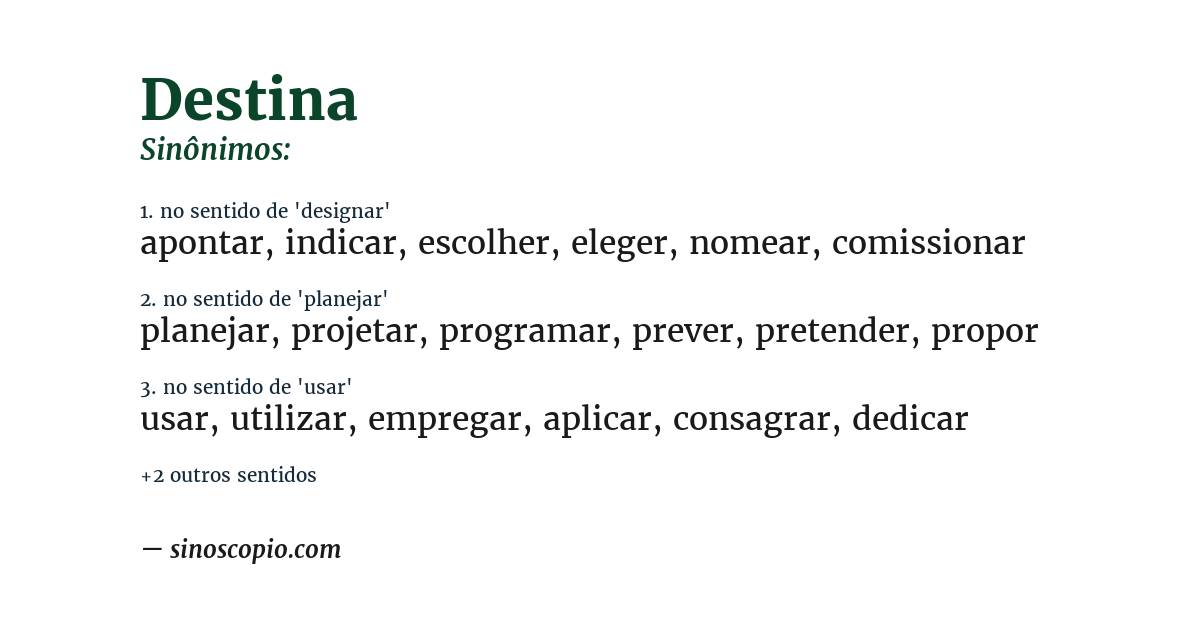 Sinônimo de destina