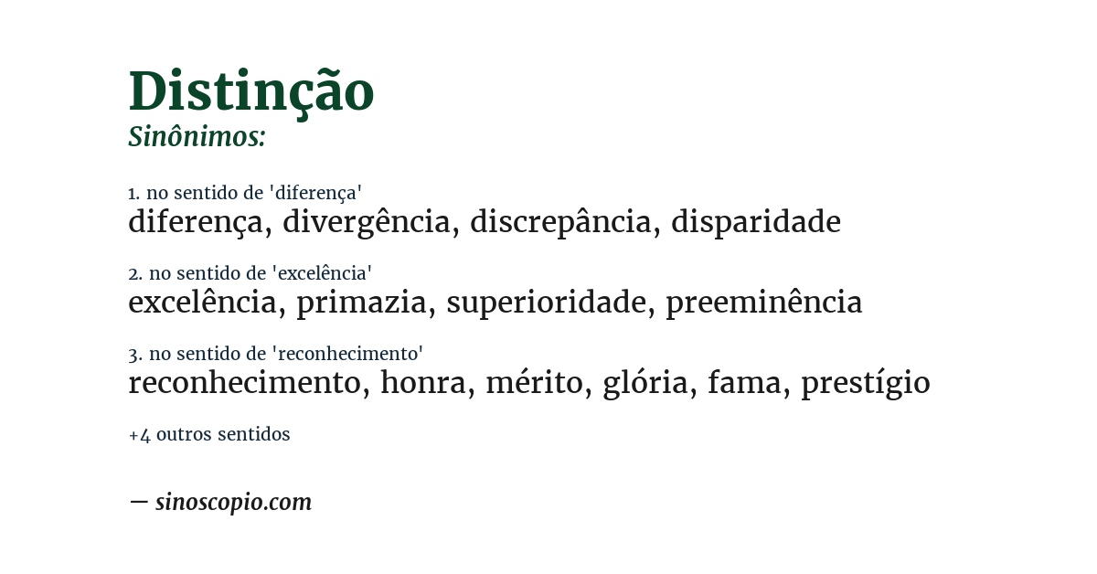 Sinônimo de distinção