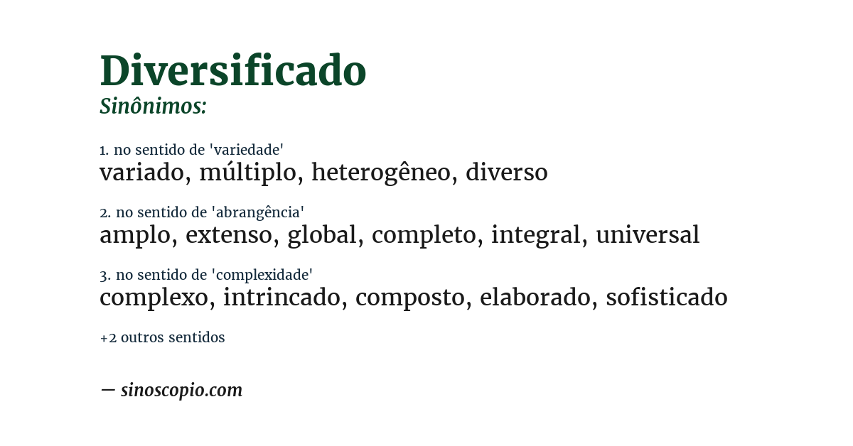 Sinônimo de diversificado