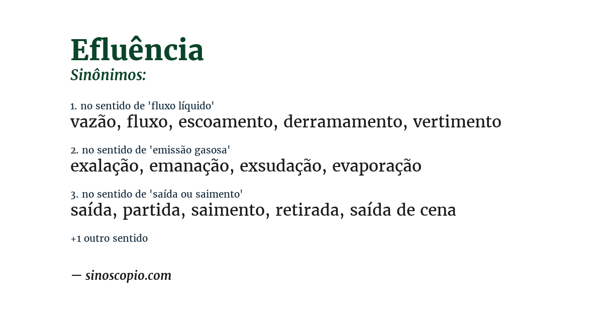 Sinônimo de efluência