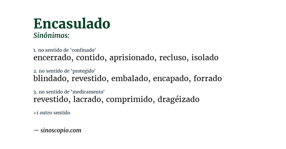Sinônimo de encasulado