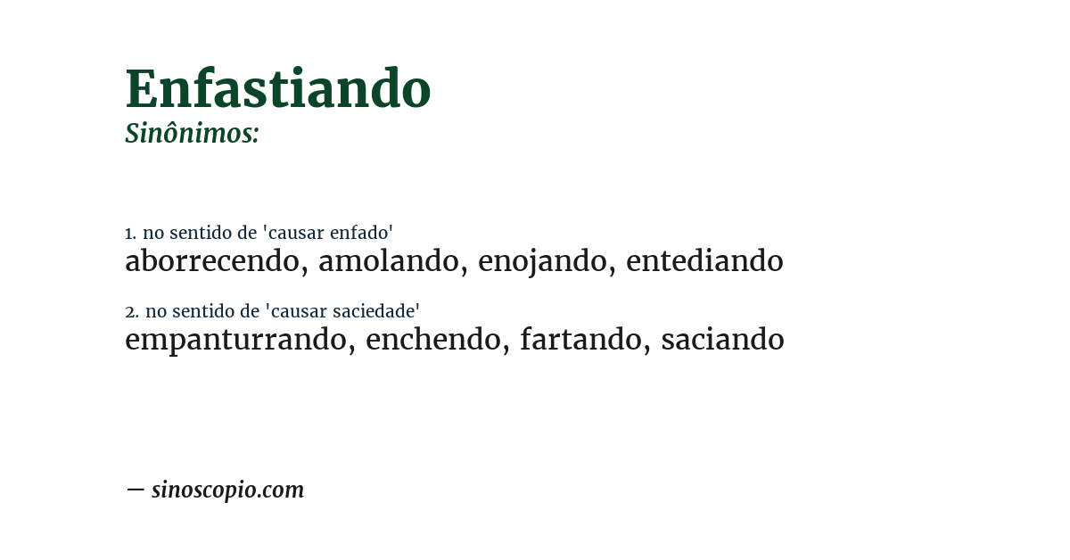 Sinônimo de enfastiando