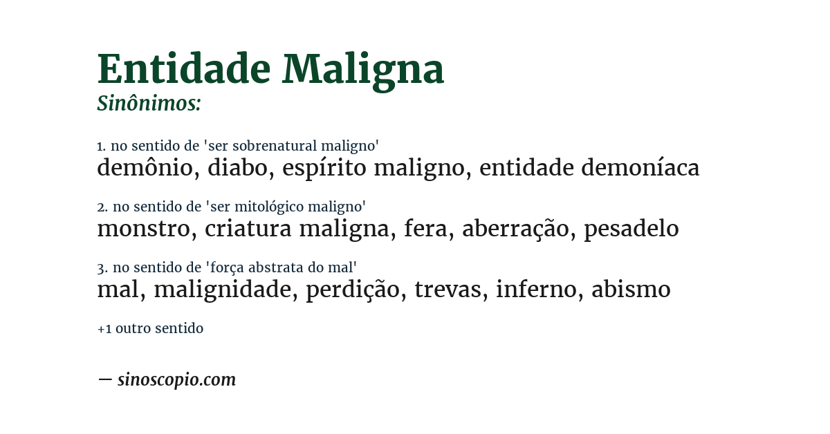 Sinônimo de entidade maligna
