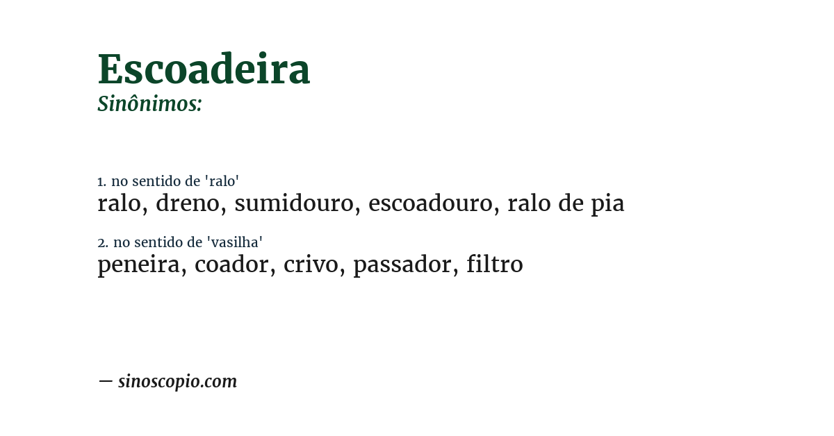 Sinônimo de escoadeira