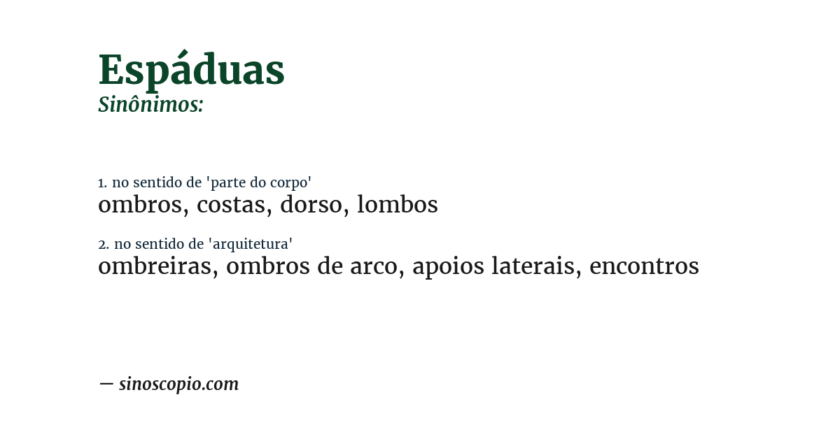 Sinônimo de espáduas