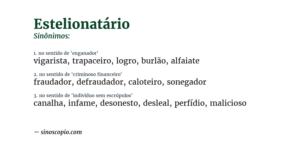 Sinônimo de estelionatário