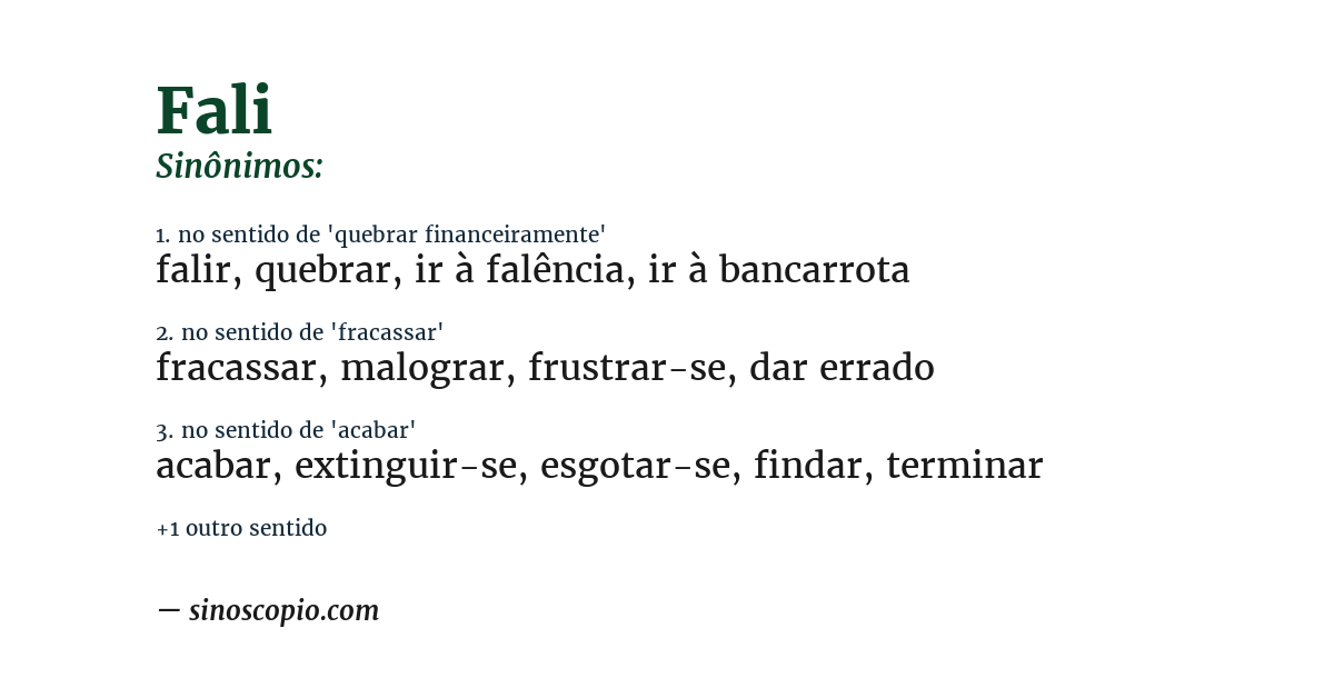 Sinônimo de fali