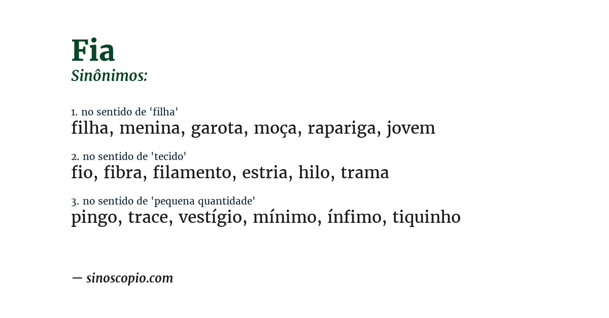 Sinônimo de fia