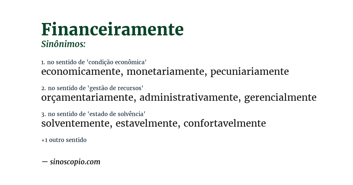Sinônimo de financeiramente