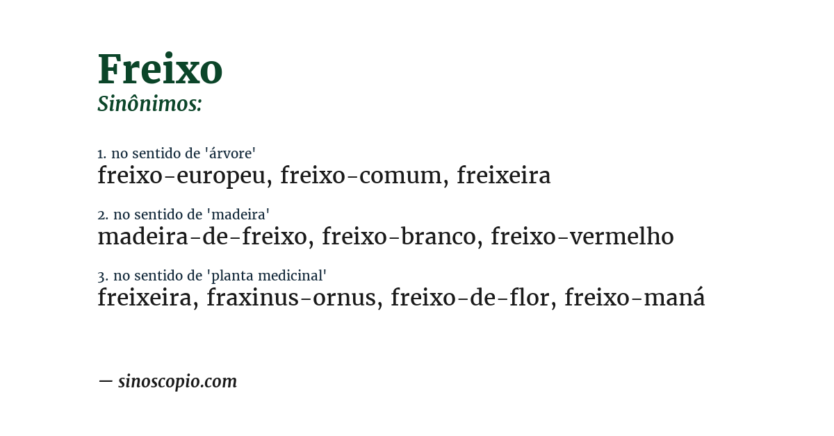 Sinônimo de freixo