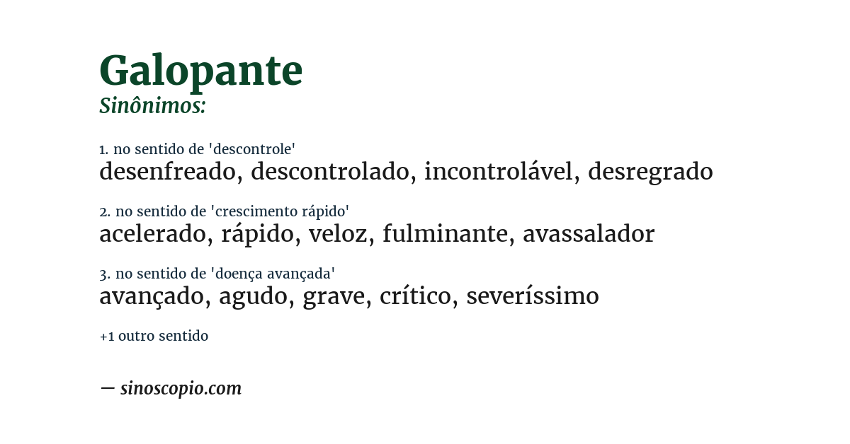 Sinônimo de galopante