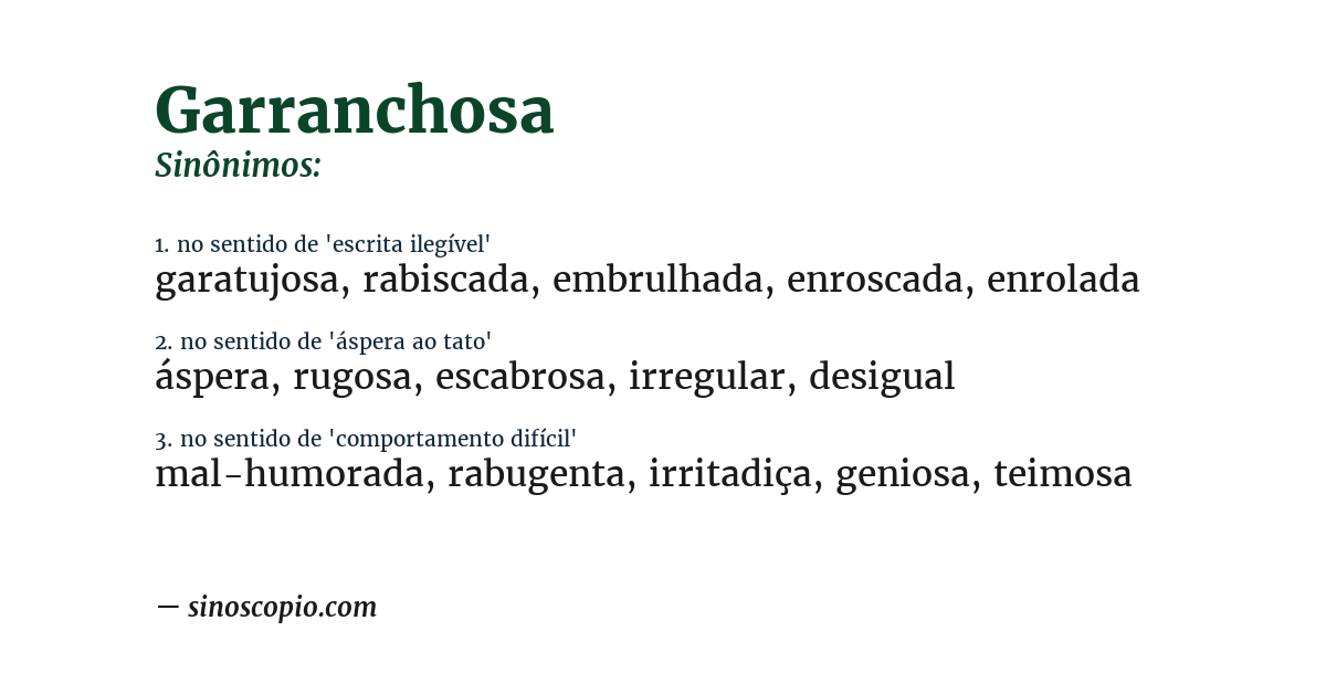 Sinônimo de garranchosa