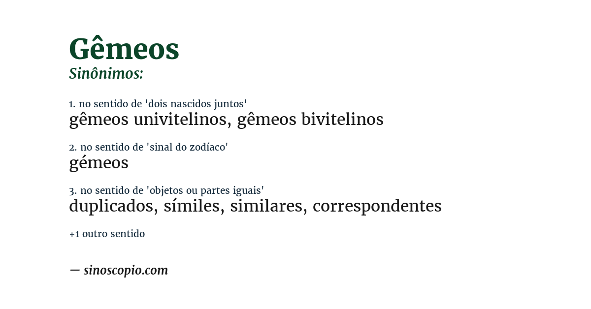 Sinônimo de gêmeos