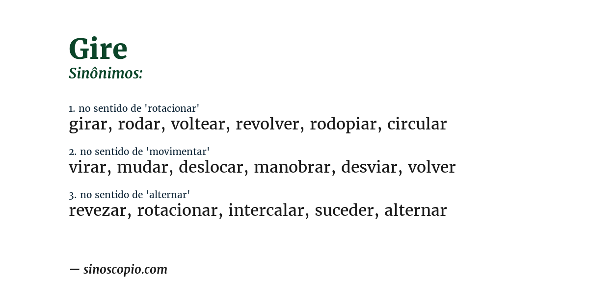 Sinônimo de gire