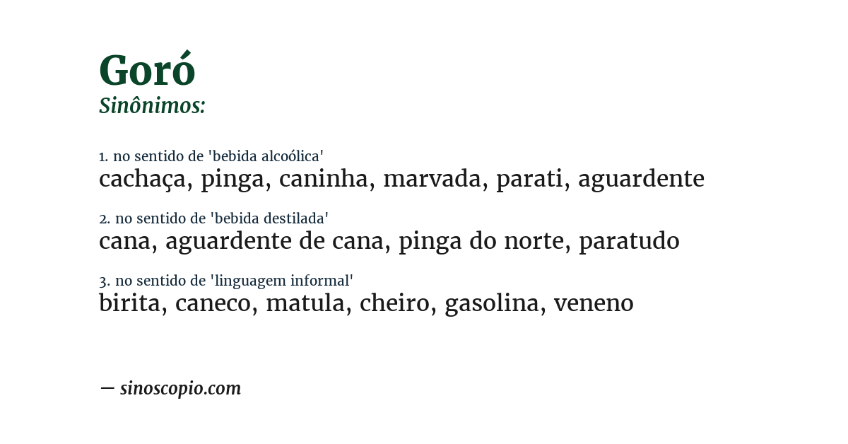 Sinônimo de goró