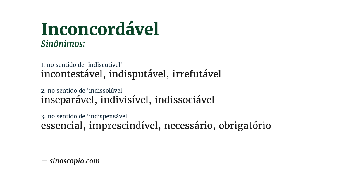 Sinônimo de inconcordável