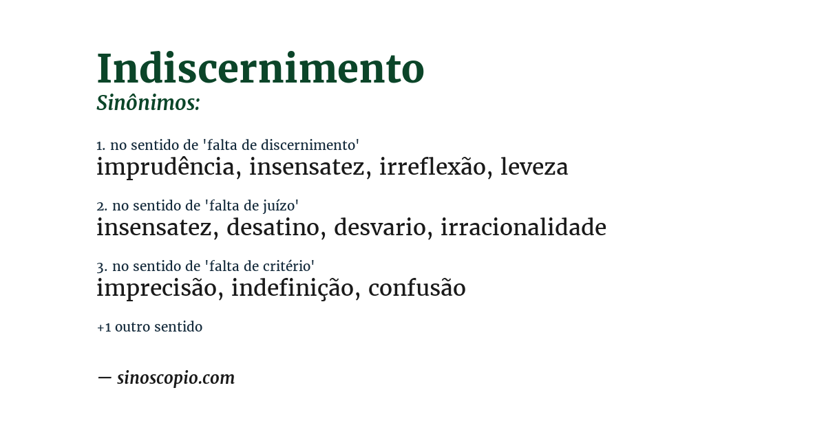 Sinônimo de indiscernimento