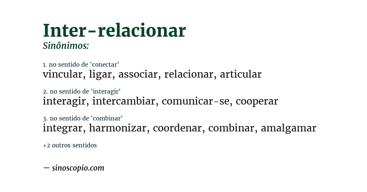 Sinônimo de inter-relacionar
