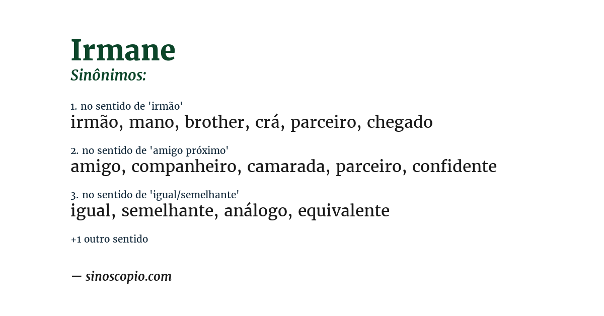 Sinônimo de irmane