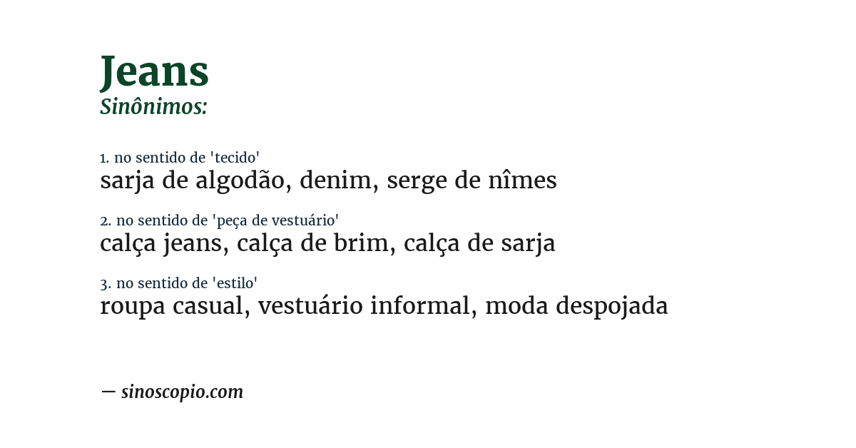 Sinônimo de jeans