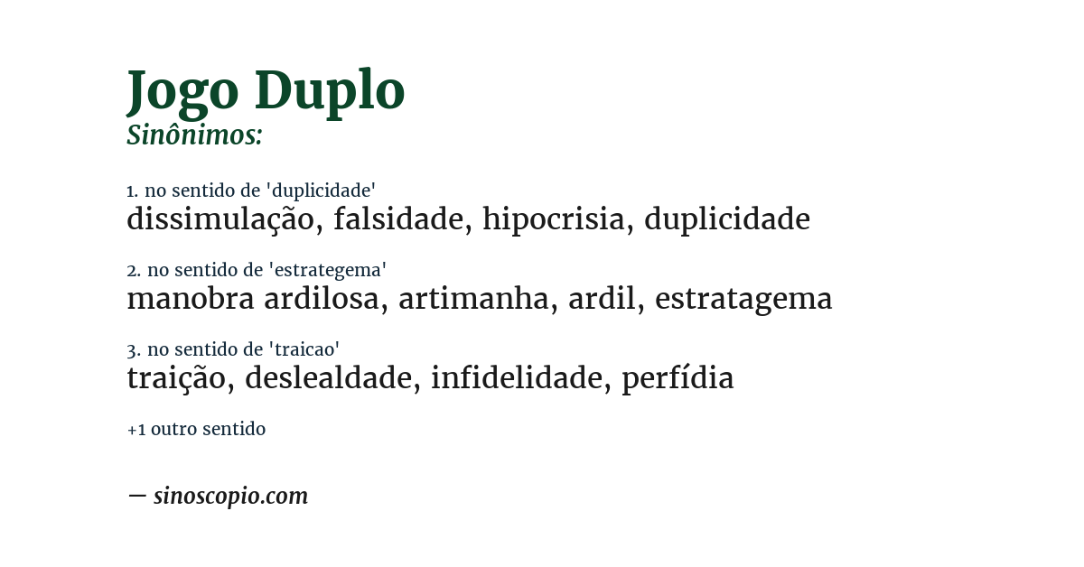 Sinônimo de jogo duplo
