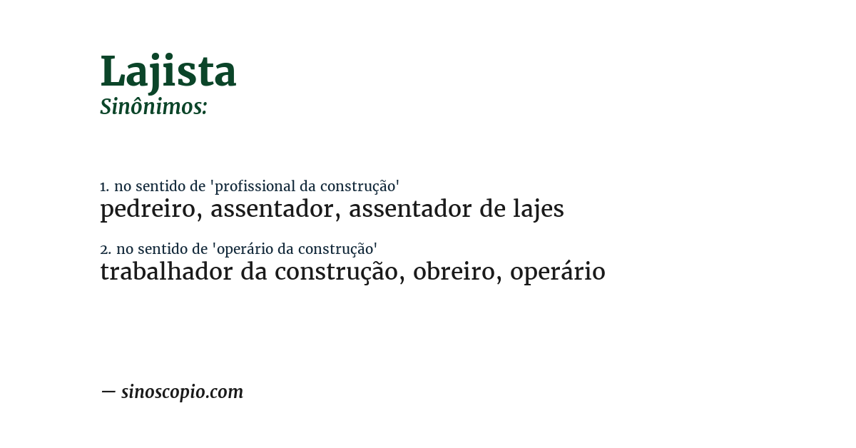Sinônimo de lajista
