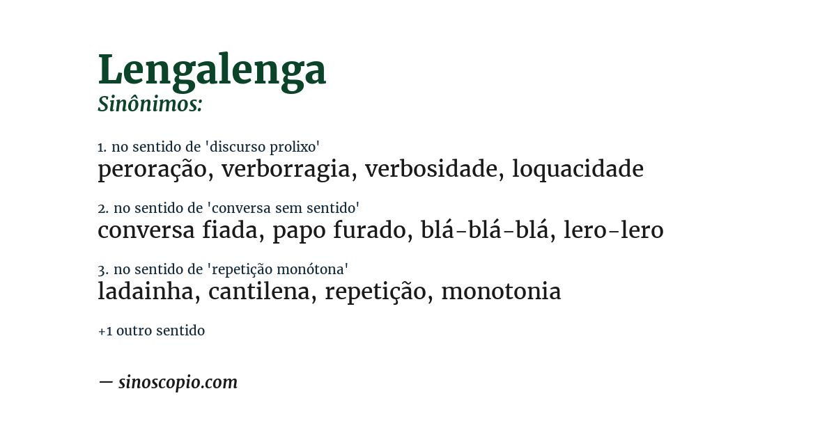 Sinônimo de lengalenga