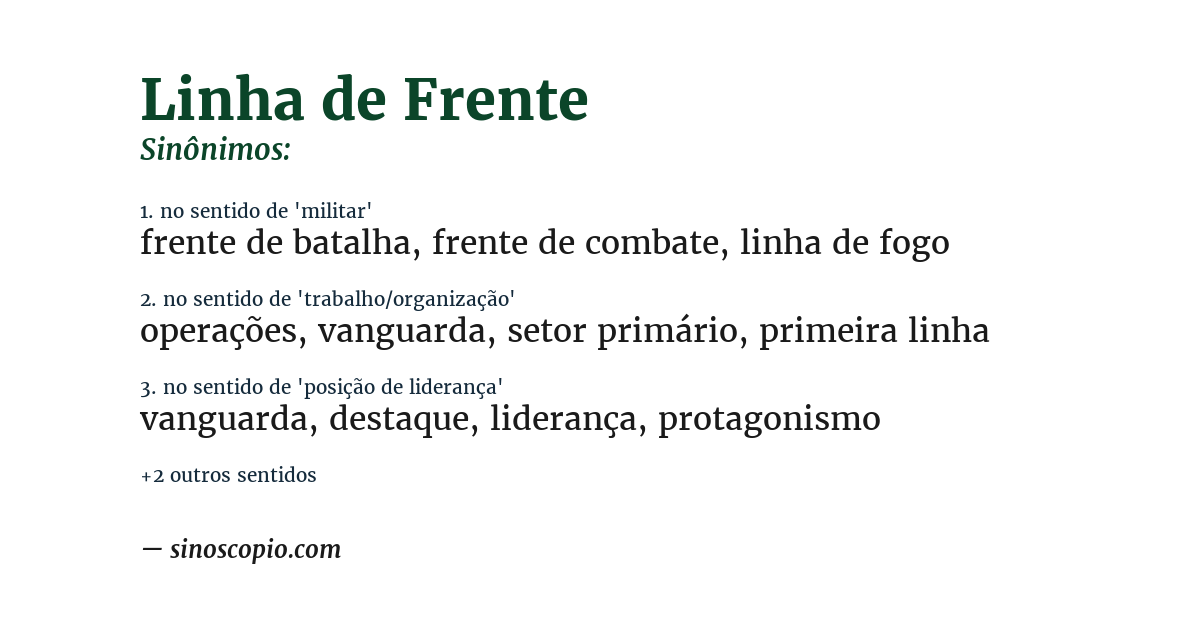Sinônimo de linha de frente
