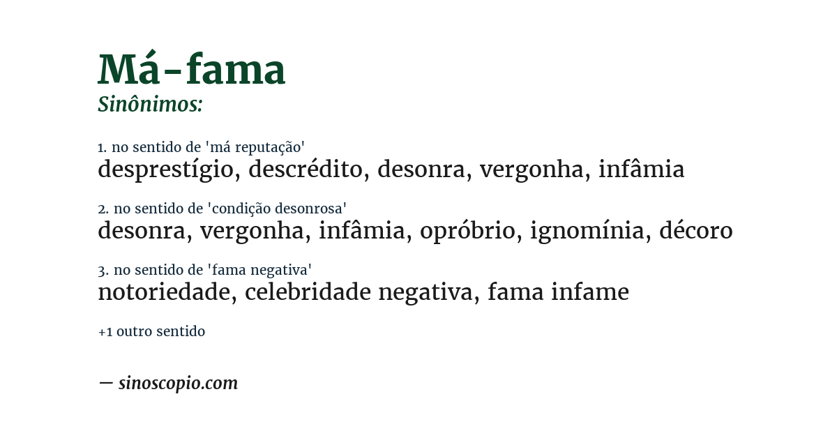 Sinônimo de má-fama