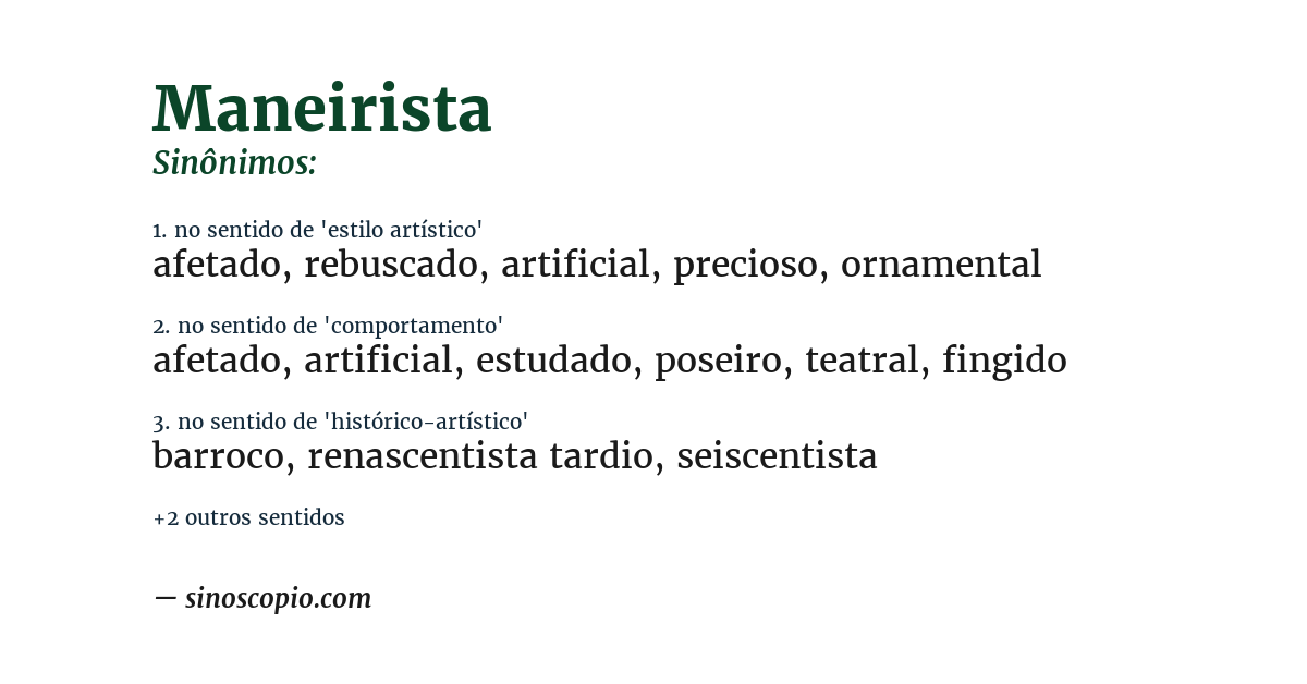 Sinônimo de maneirista